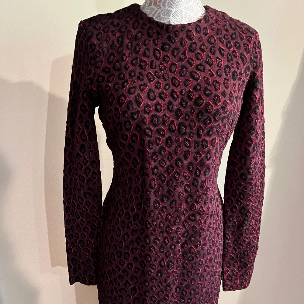 GIVENCHY $2290. NWT Black Burgundy Leopard Print Dress XS